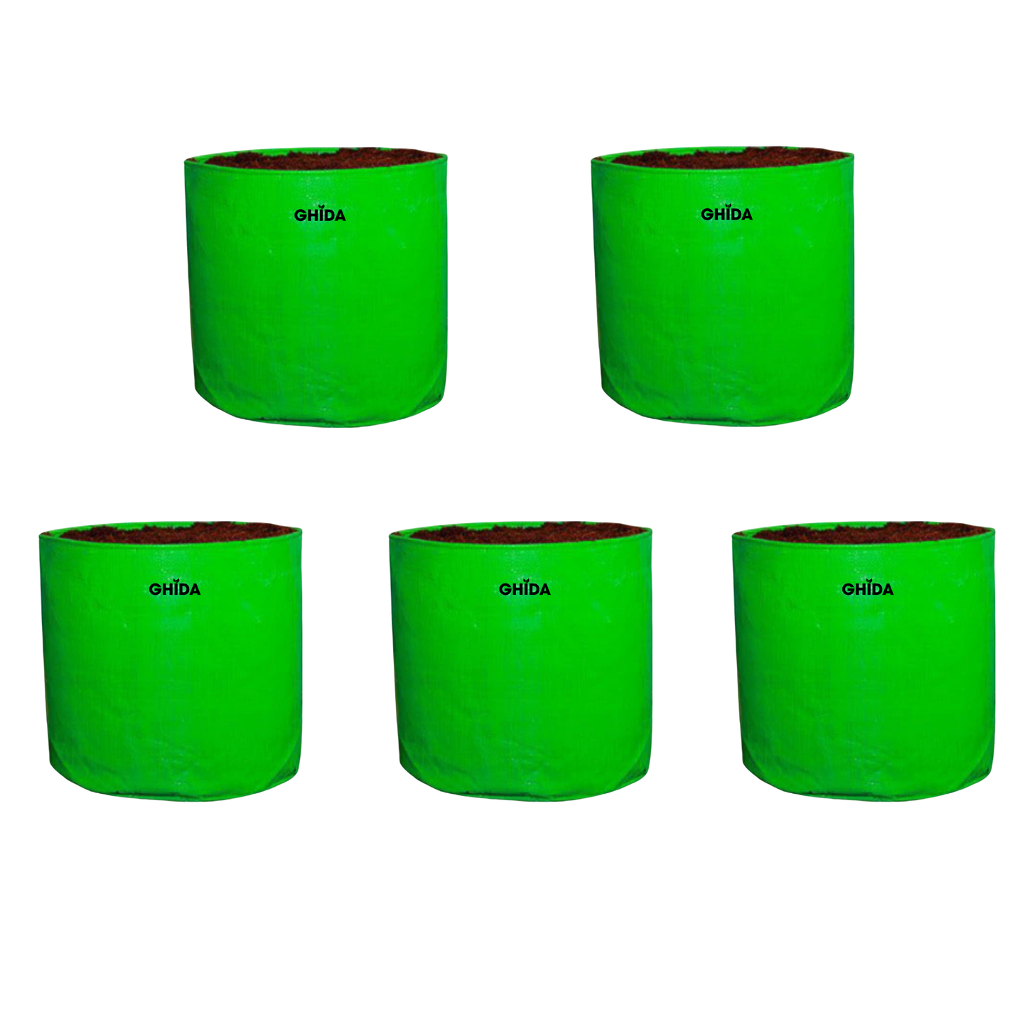 GHIDA Green Grow Bags 18X18 Inch | Durable Fabric Plant Pots for Home Garden, Terrace & Nursery Use | Pack of 5