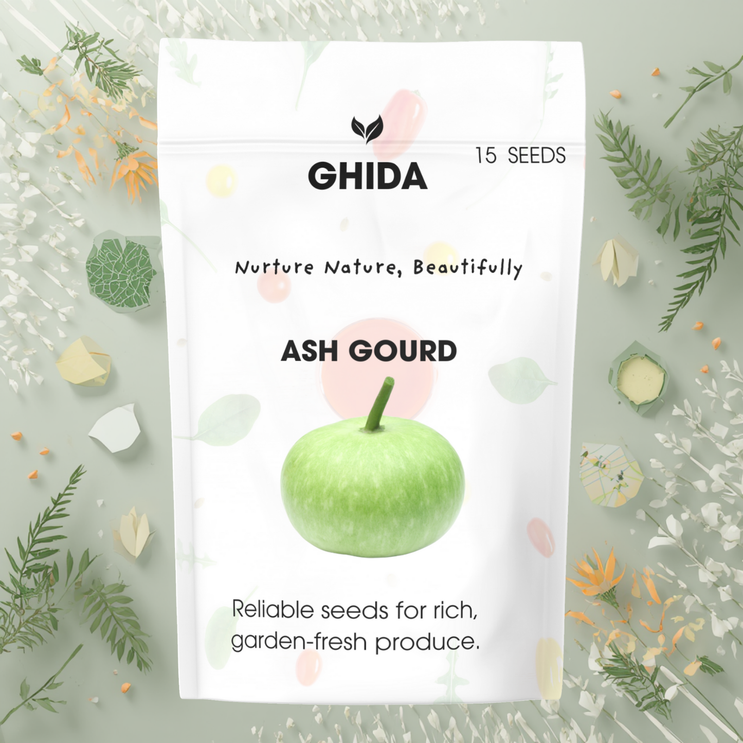 GHIDA Ash Gourd Seeds (15 Seeds) | Premium Winter Melon Vegetable Seeds for Home Garden, Terrace & Kitchen Gardening | High Germination, Easy to Grow