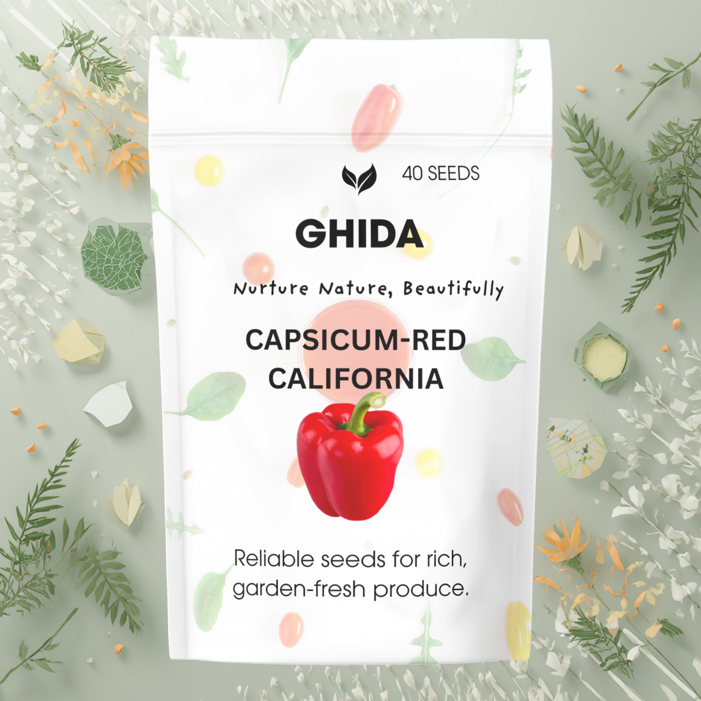 Ghida Red Capsicum California (40 Seeds) – for Home Gardening