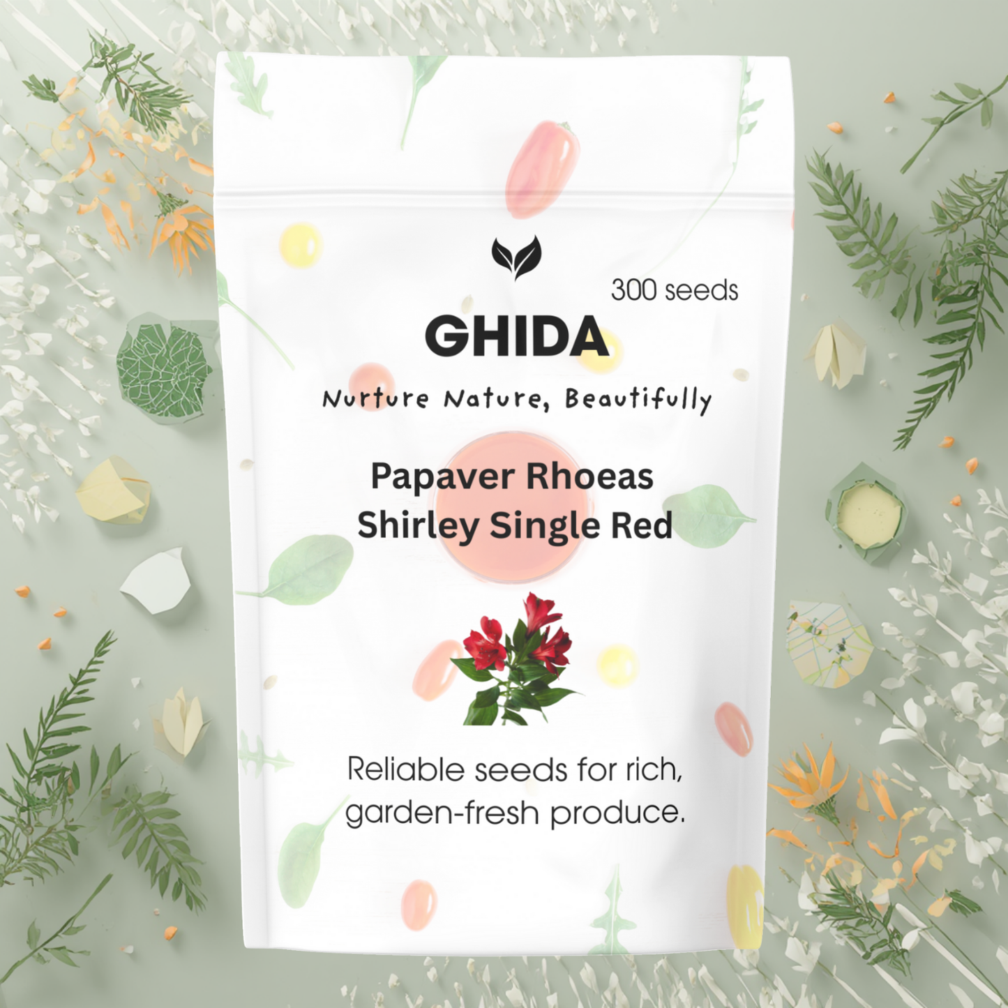 Ghida Papaver Rhoeas Shirley Single Red (300 seeds) For Home Gadening