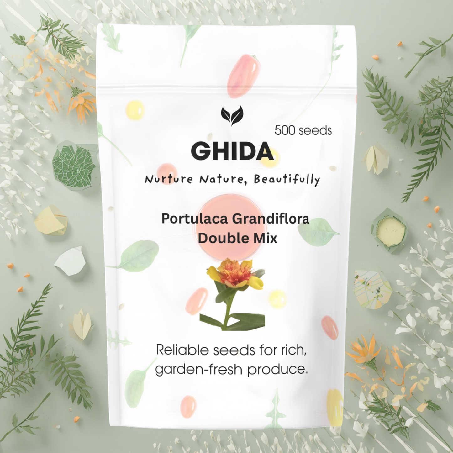 Ghida Portulaca Grandiflora Double Mix (500 seeds) For Home Gardening