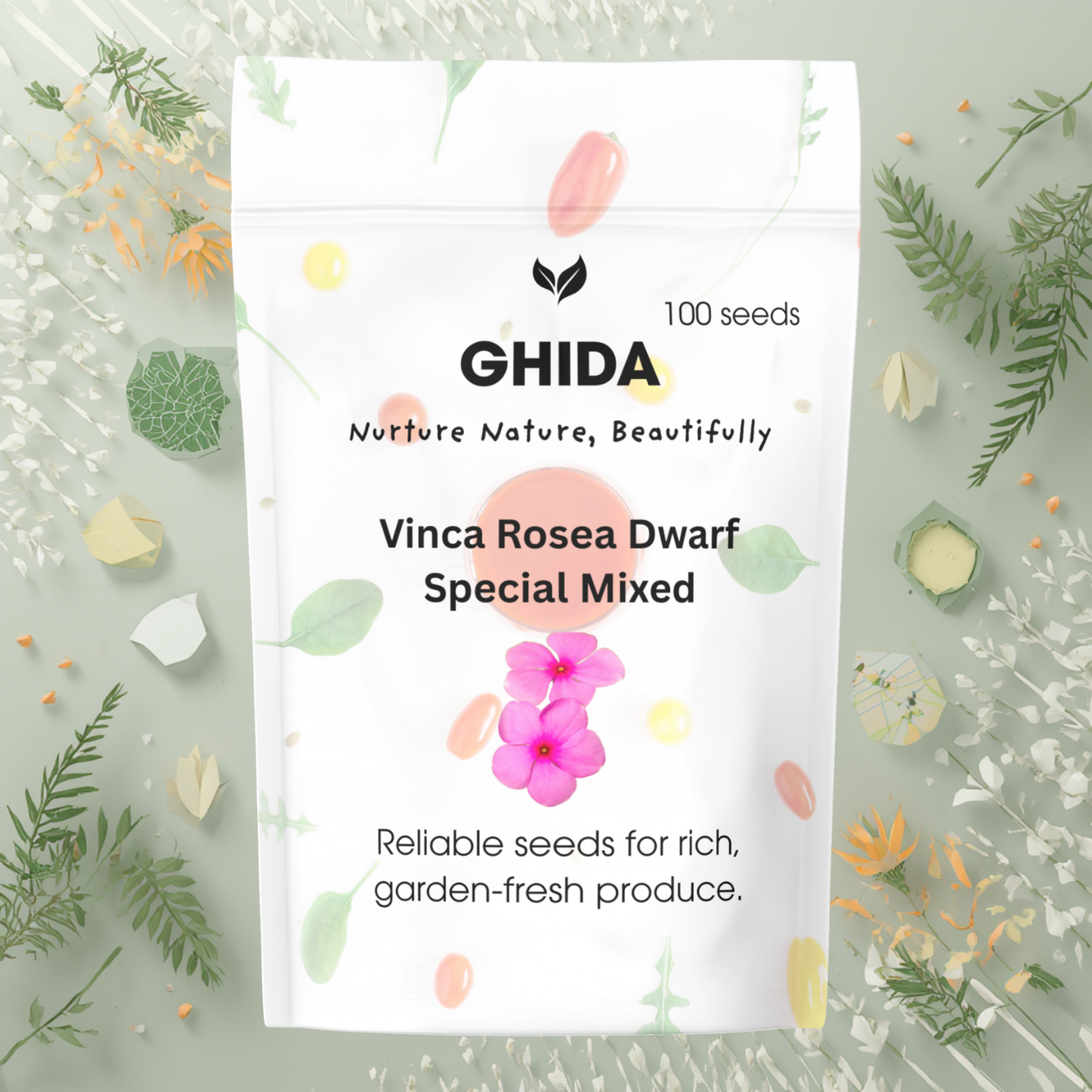 Ghida Vinca Rosea Dwarf Special Mixed (100 seeds) For Home Gardening