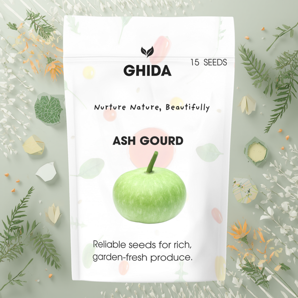 GHIDA Ash Gourd Seeds (15 Seeds) | Premium Winter Melon Vegetable Seeds for Home Garden, Terrace & Kitchen Gardening | High Germination, Easy to Grow