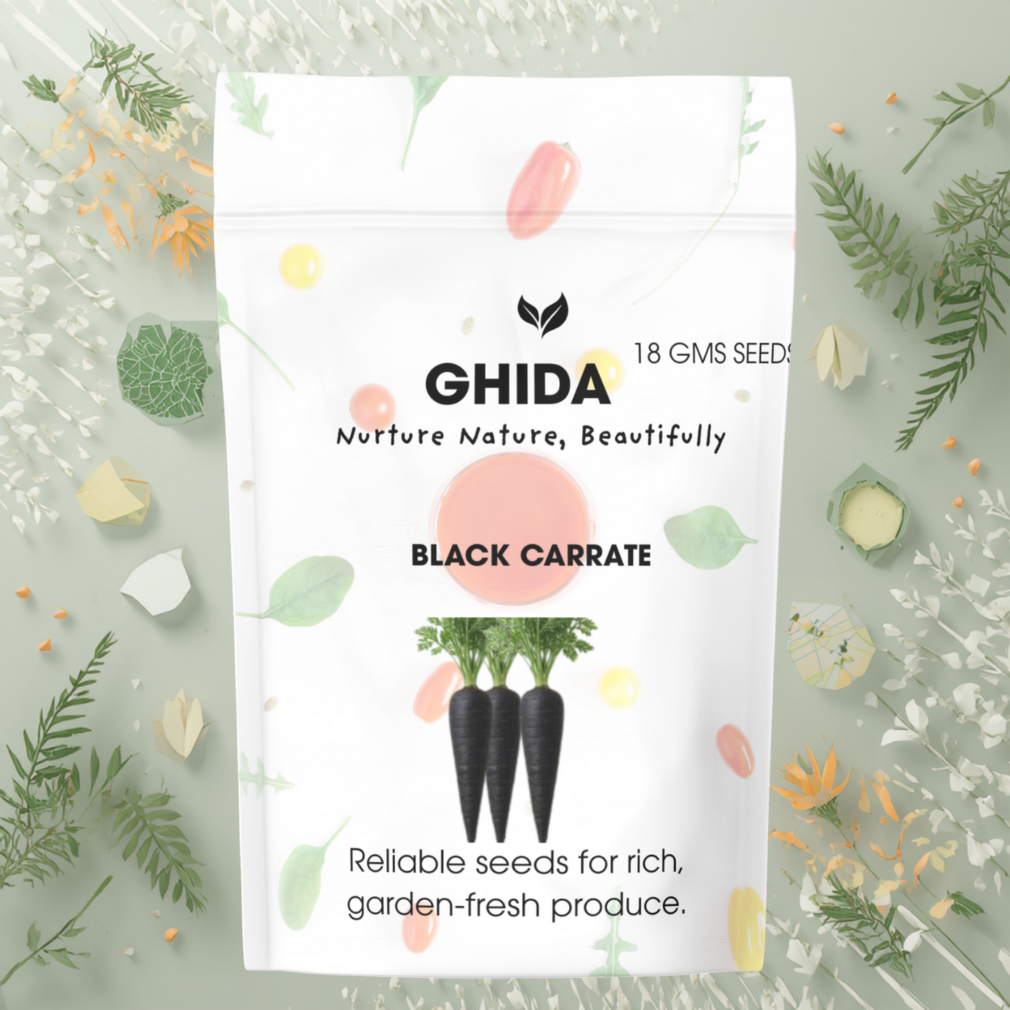 GHIDA Black Carrot Seeds (18 GMS) – High Yield Kali Gajar Seeds for Home Garden, Rich Color, Fast Germination, Organic Vegetable Gardening