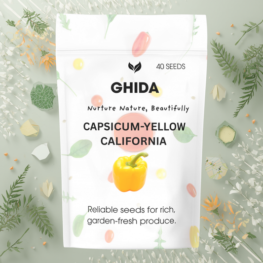 GHIDA YELLOW CAPSICUM CALIFORNIA (40 Seeds) –  for Home Gardening