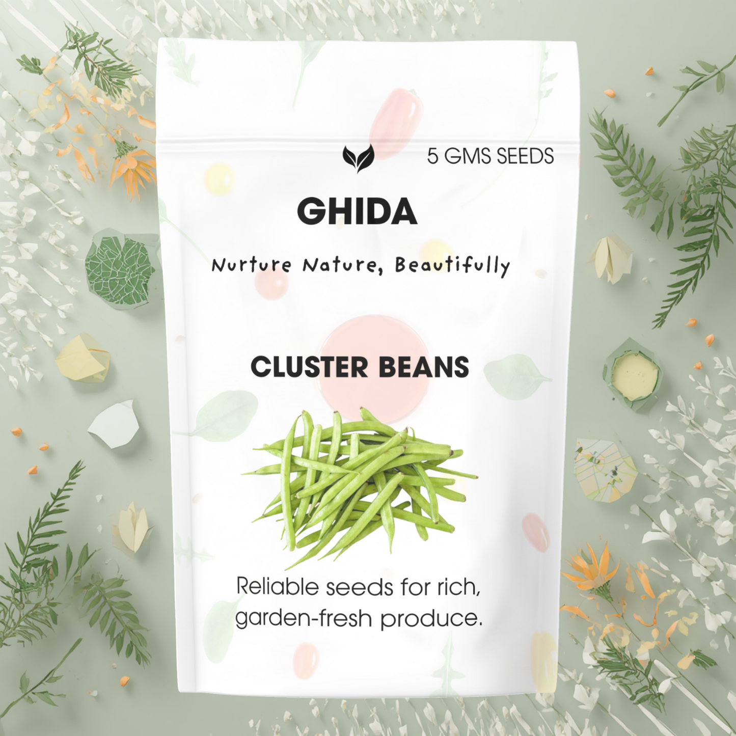 GHIDA Cluster Beans Seeds (5 GMS) – Premium Indian Vegetable Seeds for Home Gardening, Fast Growing Gawar Beans for Kitchen Garden, Pots & Outdoor Farming