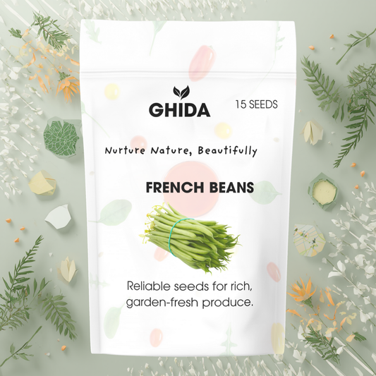 GHIDA French Beans Seeds (15 Seeds) – Premium Vegetable Seeds for Home Garden, Kitchen Garden & Terrace Gardening | High Germination, Fresh Green Bean Plants