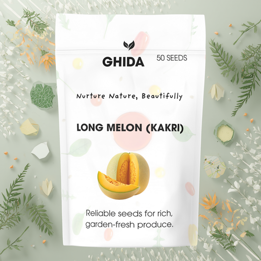 GHIDA Long Melon (Kakri) Seeds – 50 Premium Seeds for Home Garden, High Germination Vegetable Seeds for Kitchen Garden, Balcony Growing & Summer Farming