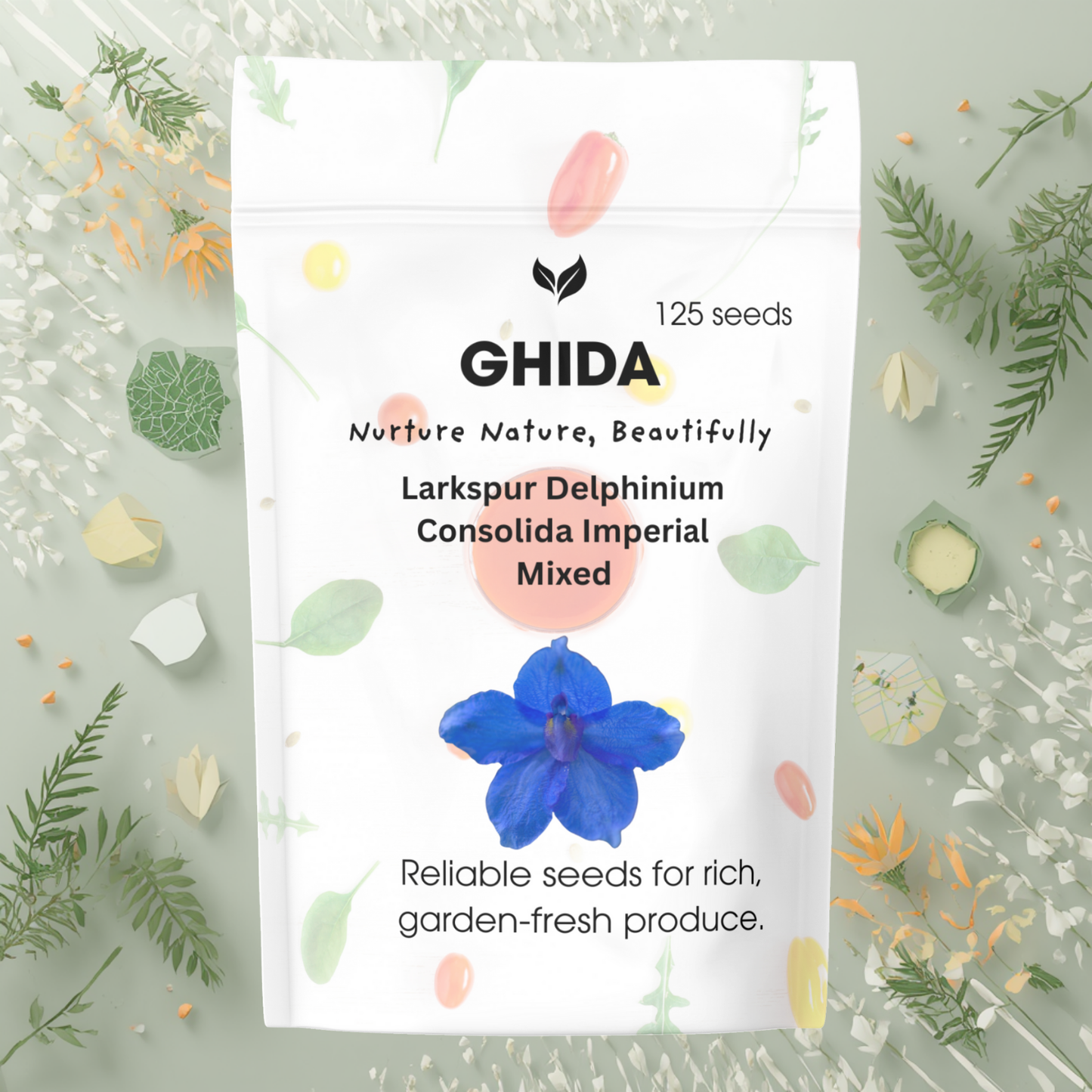 Ghida Larkspur Delphinium Consolida Imperial Mixed (125 seeds) For Hme Gardening