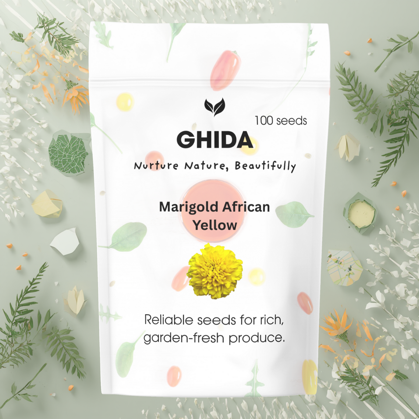 Ghida Marigold African Yellow ( 100 seeds) For Home gardening