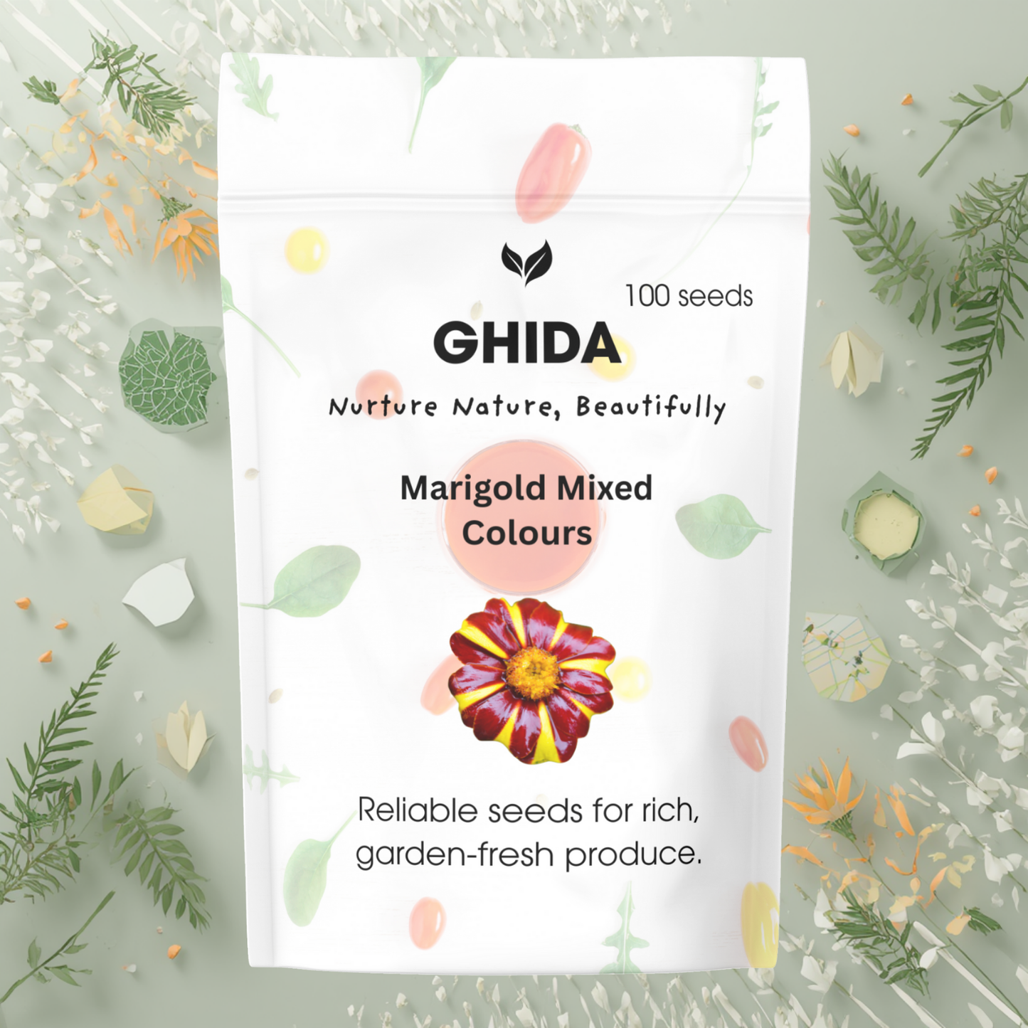 Ghida Marigold Mixed Colours (100 seeds) For Home Gardening