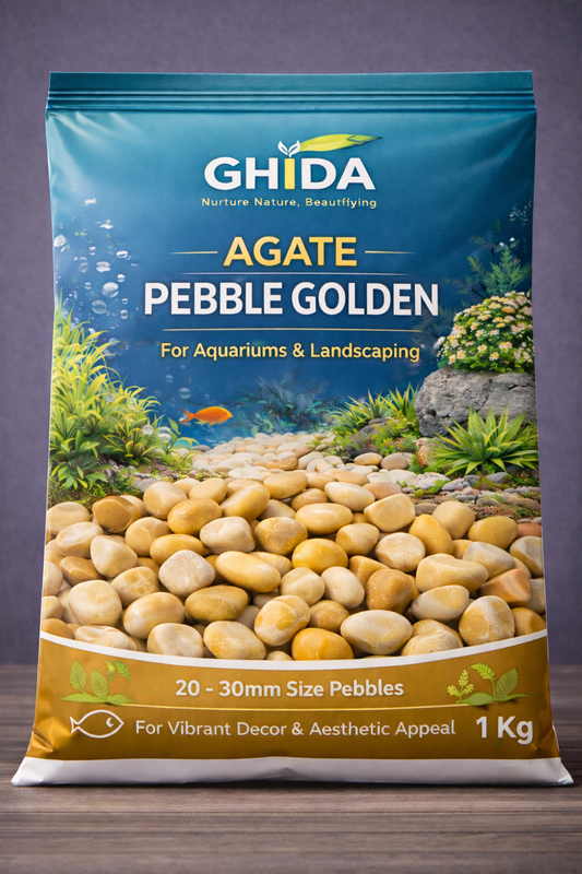 Ghida Agate Pebbles Golden For Aquarium and Landscape for Home Gardening