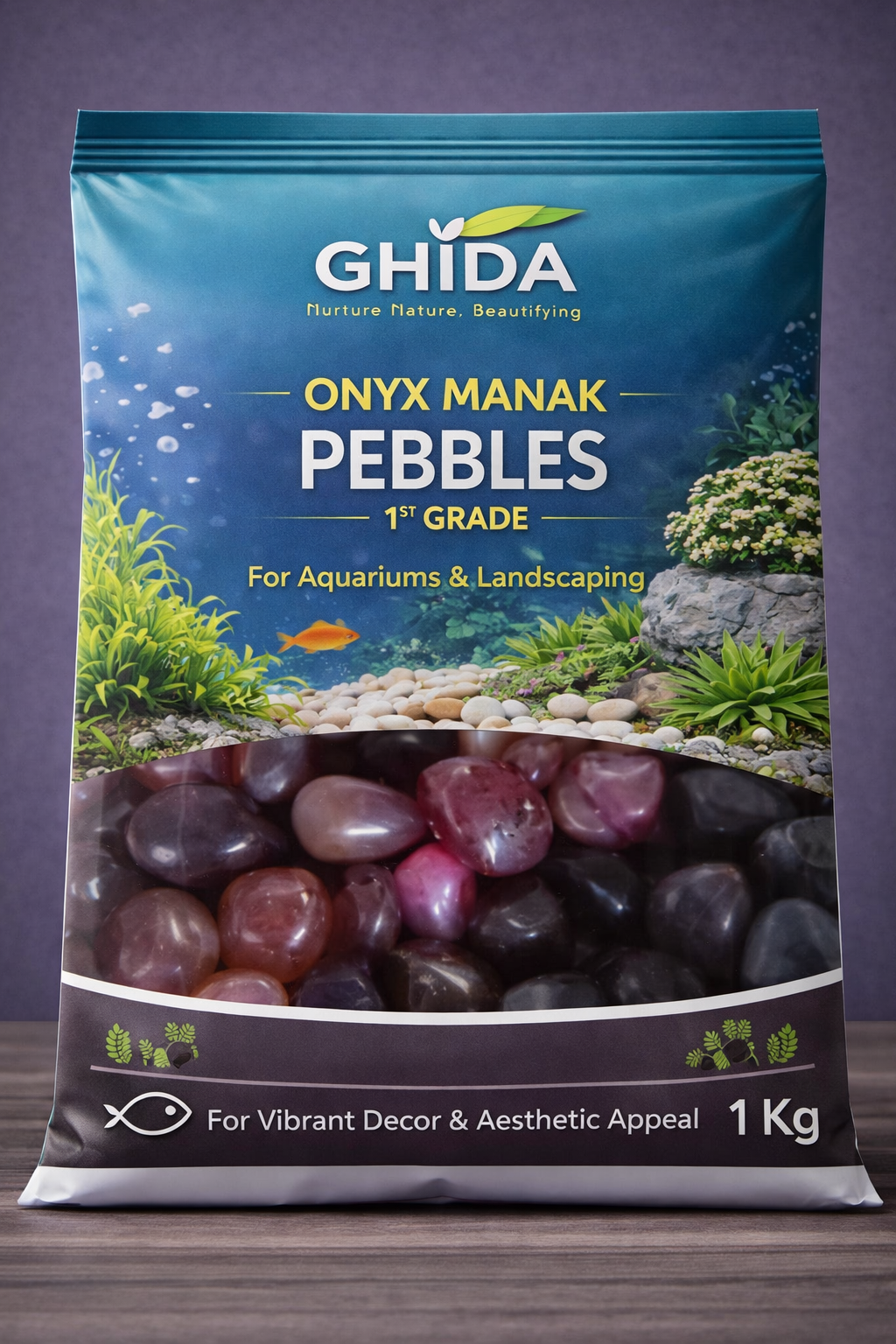 Ghida Onyx Manak Pebbles 1st Grade For Aquarium and Landscape for Home Gardening