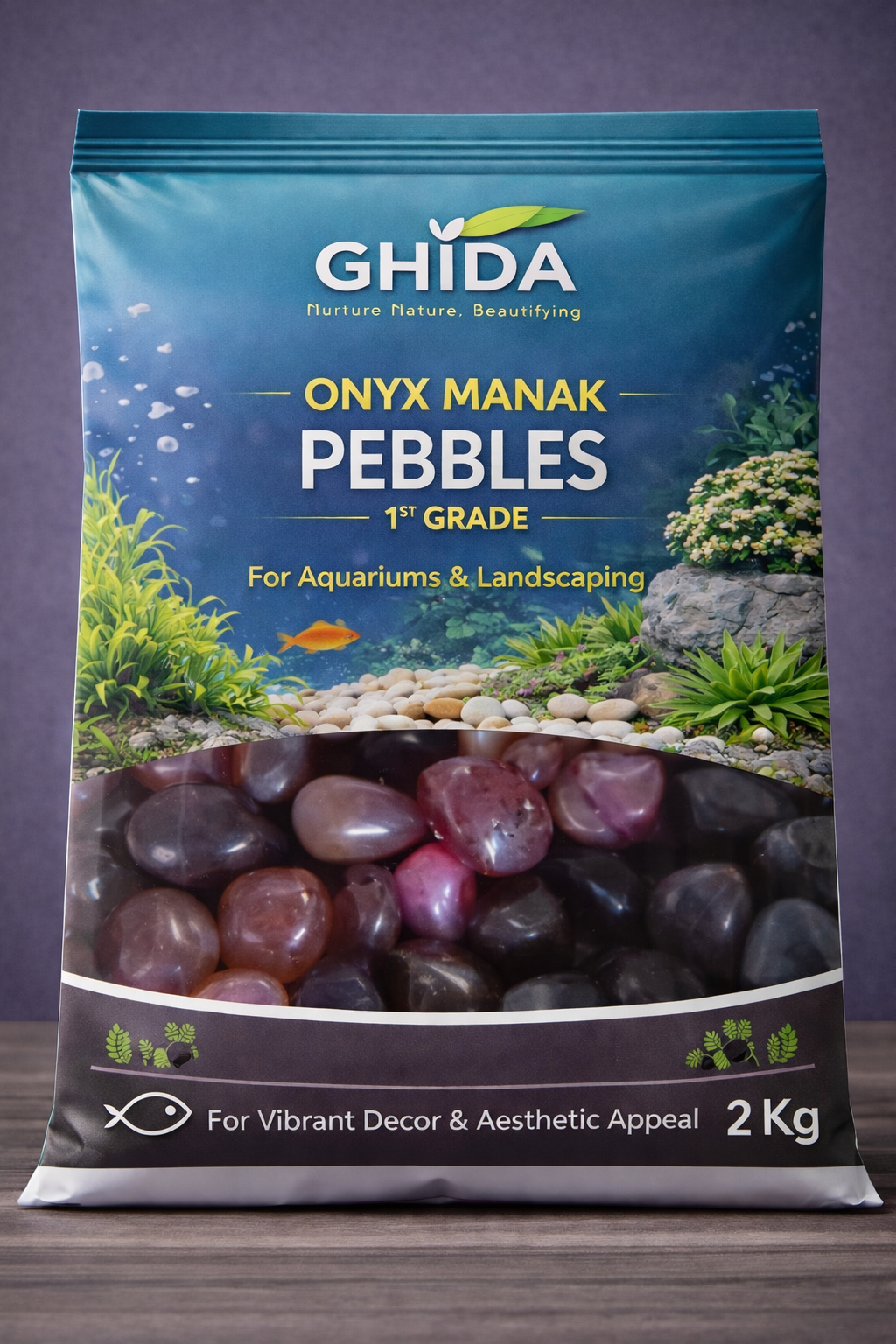Ghida Onyx Manak Pebbles 1st Grade For Aquarium and Landscape for Home Gardening