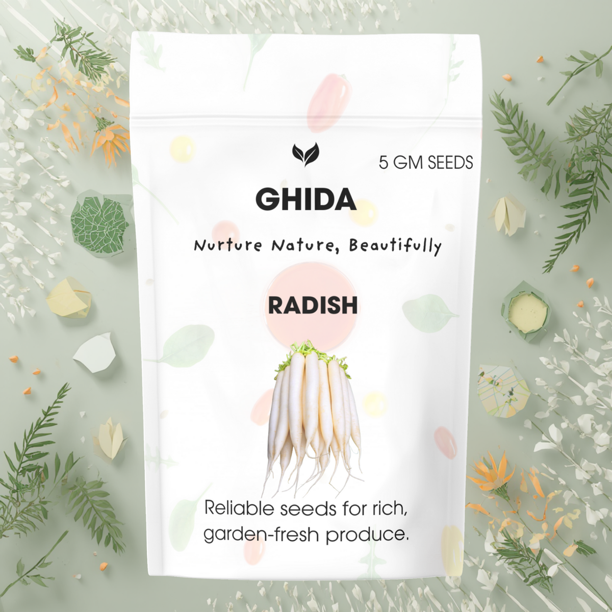 GHIDA Radish Seeds (5 g) for Home Gardening | High Germination Vegetab