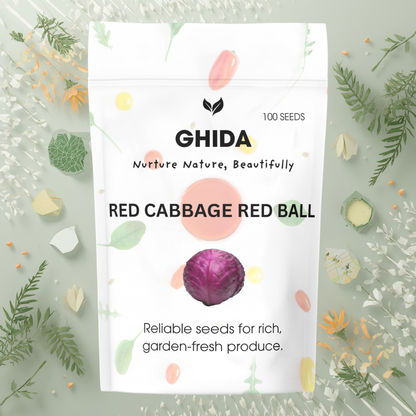 GHIDA RED CABBAGE RED BALL(100 SEEDS) - FOR HOME GARDENING