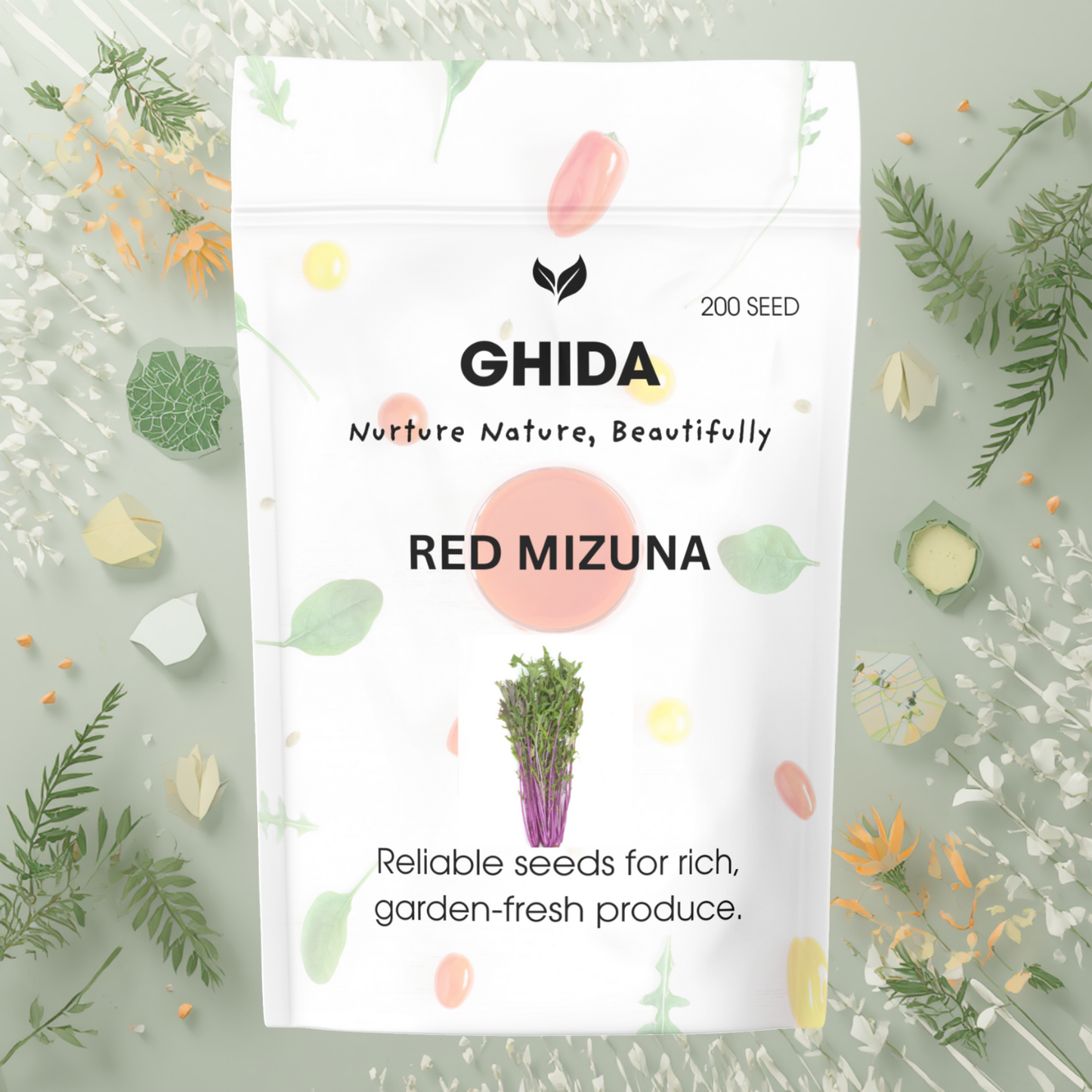GHIDA RED MIZUNA (200 SEEDS) FOR HOME GARDENING