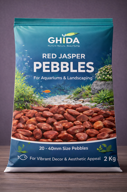Ghida  Red Jasper Pebbles  for Aquarium and Land Scaping  Home Gardening.