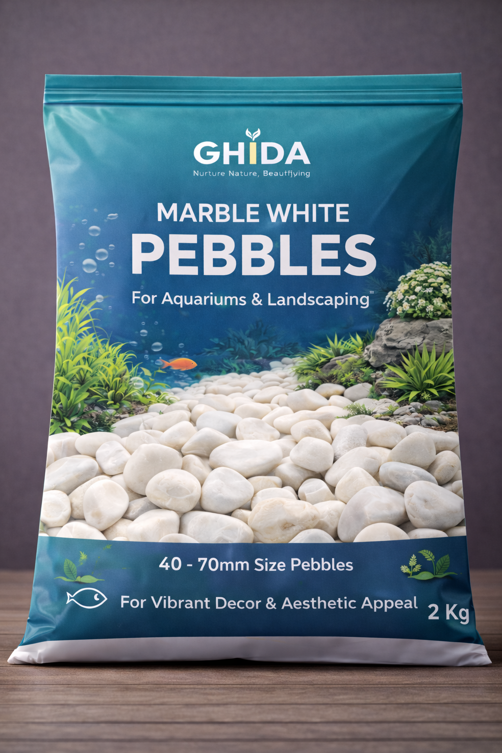 Ghida Marble White Pebbles For Aquarium and Landscaping